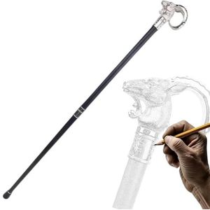 Wandelstok van Aluminiumlegering met Geitenkop voor Mannen en Vrouwen, Gotische Decoratieve, Sierlijke Metalen Wandelstok met Ergonomisch Handvat voor Senioren