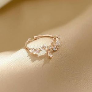 Zirkoon bloemen verstelbare Ring voor vrouwen eenvoudige mooie prinses accessoires Gift-resizable-Rose