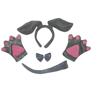 Kleine honden hoofdband met strik handschoenen voor volwassenen, 4 stuks Eén maat gris Chien