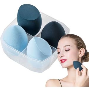 Make-upsponzen voor foundation, 4 stuks, latexvrije meerkleurige mixer-make-upspons, schoonheidsspons voor vloeistoffen, crèmes en poeder, mengsponzen voor make-up Bseid