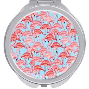 Tropische Flamingo Compacte Spiegel Ronde Zak Make-up Spiegel Dubbelzijdige Vergroting Opvouwbare Draagbare Handspiegel