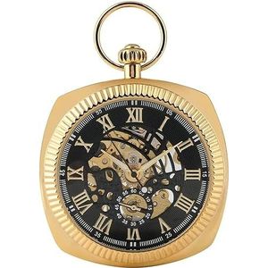 Zakhorloge Retro Mens Mechanisch Horloge Vierkante retro gouden mechanische zakhorloge handmatige opwinding skelet hanger horloge zak wandklok for mannen vintage