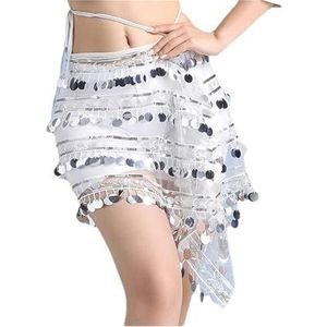 RPXHZLKTM Munt Riem Buik Lady Pailletten Kwastje Wrap Buikdans Kostuum Accessoires Vrouwen Hip Wrap Rok Riem Hipskirt Volwassen Danskleding, Wit, one size