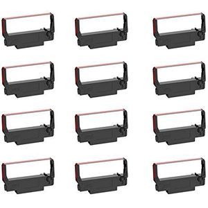 Bigger Vervanging voor ERC-30, ERC 30 34 38 B/R compatibel lint gebruikt met Epson ERC30 ERC34 ERC38 NK506 printer (zwart en rood, 12 stuks)