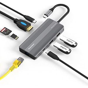 USB C Hub Multiport Adapter,8 In 1 USB Docking Station USB C Hub,3.1 Adapter HD SD-/TF-kaartlezer Voor Macbook Air Ipad Laptop Computer Randapparatuur
