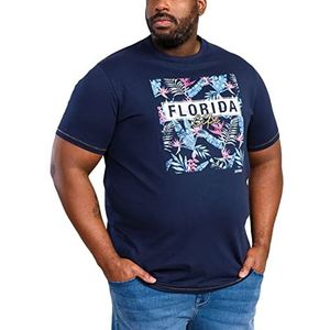 D555 Heren Prestwick Big Tall Florida Floral T-Shirt - Navy, marineblauw, 5XL grote maten tall