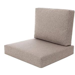 PillowPrim Kussenset voor rotan/rieten stoel, rugleuning zitkussen, outdoor zitkussen, tuinstoel, zitkussen, rotanstoel, 60 x 55 x 40 cm - cappuccino