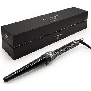 Corioliss | Glamour Wand Digital| Krultang voor vrouwen | Lang en kort haar | Professionele keramische conische staaf met temperatuurregeling Zebra Silver Soft Touch