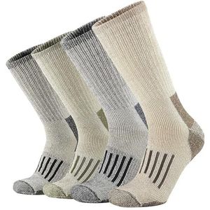 YIJIANUO Wandelen Sokken Merino Wol Sokken Voor Mannen Vrouwen 80% Merino Wol Ski Sokken Winter Dikke Thermische Crew Sokken Mannen Lopen Warm Anti-Geur, Bruin (4 paar), Euro Size M(36-40)