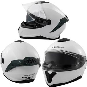 A-Pro Integraalhelm, motorhelm, scooterhelm, intern zonnevizier, wit, maat XXL