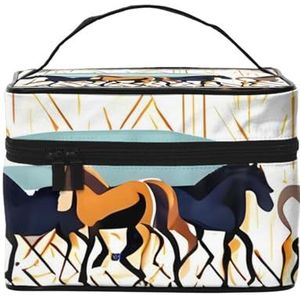 Paardenstrepen patroon reizen cosmetische tas reizen toilettas cosmetische tas voor mannen en vrouwen, & geschikt voor cosmetische toiletartikelen, Zwart, Eén maat