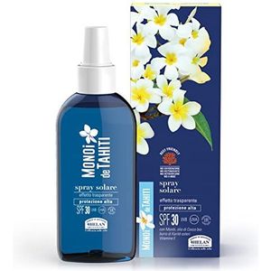 Helan, Monoï de Tahiti Zonnebrandspray 30 voor het lichaam, transparant, sheaboter sterren en vitamine E, zonnebrandcrème 30 SPF medium, niet vettig, laat geen vlekken achter, 150 ml