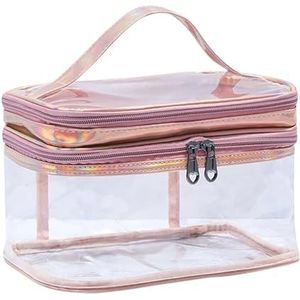 Clear Make Up Bag Cosmetische Tas Draagbare Transparante Make-up Tas Opbergtas Handtas Voor Toiletartikelen Cosmetica Travel Organizer, roze, Eén maat