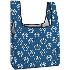 Pet Paw Prints Winkelen Zakken Opvouwbare Tote Bag Boodschappentassen Reizen Opbergtas Pouch Met Handvatten