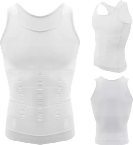 Jumada's Corrigerend Mannen Hemd - Maat XL - Ondersteuning voor een Strak Lichaam - Buik Verbergen - Buik Weg - Body Buik Shapewear Shirt - Correctie Hemd - Wit - XL Premium