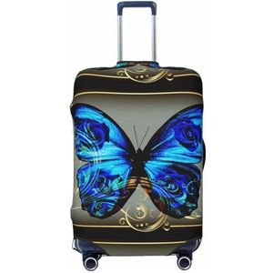 LAMAME Schilderij Gedrukt Koffer Cover Elastische Beschermhoes Wasbare Bagage Cover, Blauwe Vlinder, L