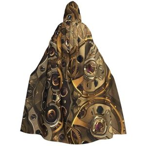 WURTON Cool Steampunk Gears Print Hooded Mantel Unisex Volwassen Mantel Halloween Kerst Hooded Cape Voor Vrouwen Mannen
