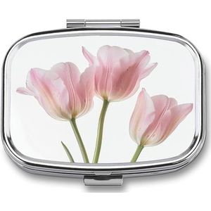 Leuke Pil Organizer Drie Tulpen Afbeelding Gedrukt Draagbare Reizen Pillendoos Mini Pillendoos Kan Buiten worden gebruikt