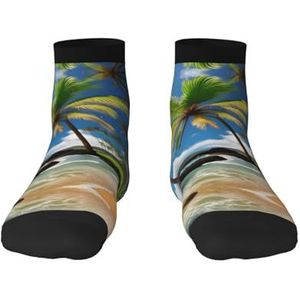 Tropische palmboom Hawaii strandprint veelzijdige sportsokken voor casual en sportkleding, geweldige pasvorm voor voetmaten 36-45, Tropische palmboom Hawaï strand, Eén Maat