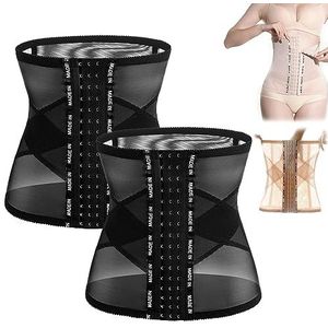 Cross Mesh Girdle for Waist Shaping, Shape Vest, Waist Trainer for Women Lower Belly Fat (M,Black*2)