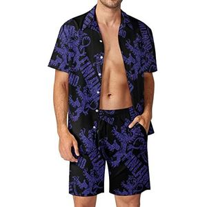 Finland Lion National Embleem Hawaiiaanse sets voor mannen Button Down korte mouwen trainingspak strand outfits XL