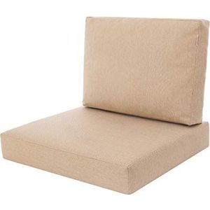 PillowPrim Kussenset voor rotan/rieten stoel, rugleuning zitkussen, outdoor zitkussen, tuinstoel, zitkussen, rotanstoel, 60 x 55 x 40 cm - beige