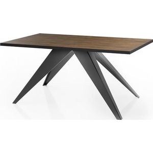 WFL GROUP Eettafel Vance in moderne stijl, rechthoekige tafel, uittrekbaar van 160 cm tot 260 cm, gepoedercoate zwarte metalen poten, 160 x 90 cm (eiken Lefkas, 160 x 90 cm)