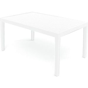 Dmora - Buitentafel Maratea, rechthoekige eettafel, multifunctionele tuintafel, 100% Made in Italy, 150 x 90 x 72 cm, wit