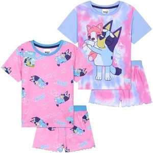 Get Trend Pyjama voor meisjes, korte zomerpyjama, set van 2, zacht nachthemd, set voor kinderen, peuters, tieners, Multi Bluey, 3-4 Jaar