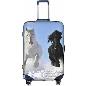 MDATT Gepersonaliseerde bagagehoes, kofferbeschermer past op 45-32 cm bagage voor reizen zomer strandvakantie, zwart-wit paarden hardlopen, Wit, M