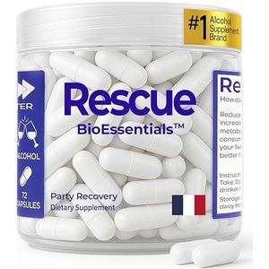 Rescue® Advanced Liver Support - DHM Supplement & L-Cysteine - Supports Detoxification & Nutrient Replenishment - 900mg Dihydromyricetin - Liver Detox & Happy Mornings (Label in French)
