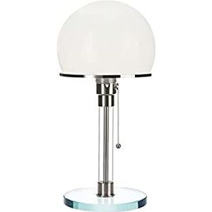 Tafellamp Bauhaus stijl eenvoudige tafellamp, moderne kunst bureau lichte slaapkamer woonkamer decor bedlampjes, witte glazen lampenkap, 18 x 38 cm Bureaulamp