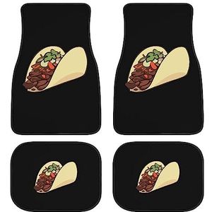 Tacos Universele vloermatten voor in de auto, 4 stuks, voor en achter, antislip voettapijt voor de meeste auto's