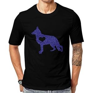 Duitse herder hart hondenras heren korte mouw grafisch T-shirt ronde hals print casual tee tops 5XL