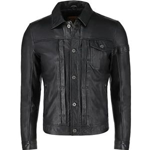 SHOP OF JACKETS LIMITED Heren Trucker echt zacht lederen jas, Zwart, S