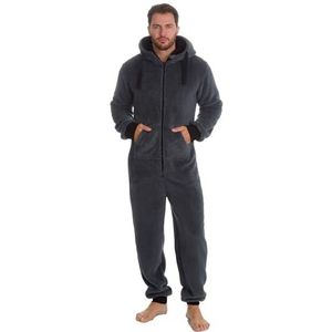 Undercover Mens dikke knuffelige warme fleece hoodie rits onesie, Snuggle - Houtskool, L-XL