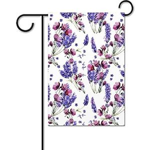 Wildflower Lavendel Bloem Grappige Tuin Vlaggen Voor Buiten Dubbelzijdig 12x18 Inch Decoratieve Huis Yard Vlag Gedrukt Gift Welkom