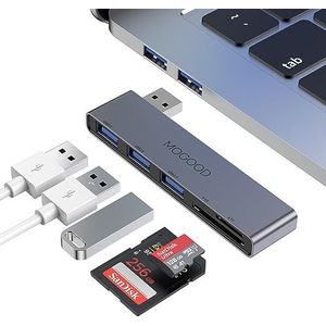 MOGOOD USB 3.0 hub, USB-hub met 5 poorten, 5-in-1 USB-adapter op 1 USB 3.0 Extension, 2 USB 2.0 Extensionund, SD/TF-kaartlezer, geschikt voor laptops, desktops, pc, Xbox