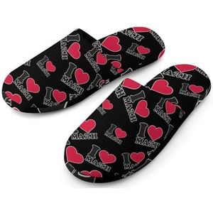 I Love Math Pantoffels voor dames, met volledige print, warme antislip rubberen zool, huisschoenen voor binnenhotel 40-41_(9-10)