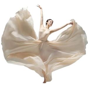 Flamencorok for vrouwen 180/360/540/720 graden volle cirkel swingrok Spaanse danskostuum Volwassen vloeiende geplooide gelaagde rok for optredens Halloweenfeest Rode krijt thema-outfit(Champagne Gold_