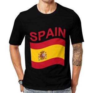 Vlag van Spanje T-shirt voor heren met korte mouwen en ronde hals, casual T-shirt, tops, 2XL