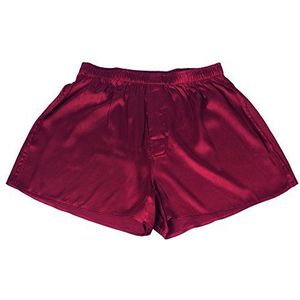 Jasmine Silk Heren Classic Silk Boxer Shorts Bordeaux, Bordeaux, M