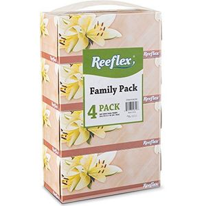 Reeflex Gezichtsweefsels 230 per doos 8"" X 7"" grootte, zacht, glad, 2 lagen, geweldig voor thuis, kantoor, winkel, school, badkamer of in uw auto familie Pack (4 gezichtsdoekdozen)