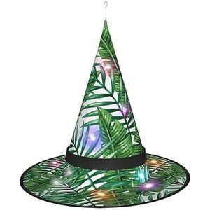 TyEdee Halloween Opknoping Verlichte Heks Hoeden, Heks Cap voor Kerstfeest, Heks Hoed Goochelaar Heks Cap-Banana Leaf Groen