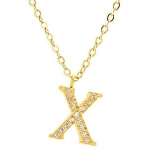 Dames diamanten hanger 26 Engelse letters titanium stalen ketting sleutelbeen ketting sieraden(Color:X_18K)