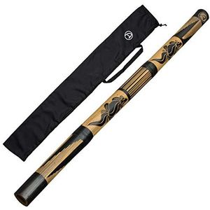 Australian Treasures - Eenvoudig te bespelen Bamboe Didgeridoo voor Beginners - Met handgesneden lizard-patronen en Nylon Tas