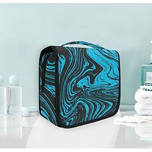 Royal Blue Curve Art Achtergrond Opknoping Opvouwbare Toilettas Make-up Reizen Organizer Tassen Case voor Vrouwen Meisjes Badkamer