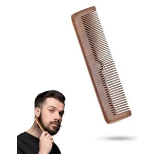 DEWIN Baardkam, draagbare baardkam voor heren Sandelhout Antistatische baard Snor Haarstylingkam