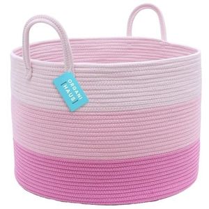 OrganiHaus 3-getinte katoenen touwmand voor was en dekens - 50x33cm - 3 tinten roze