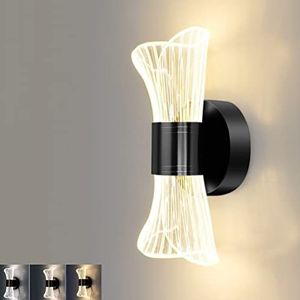 Moderne Wandlamp ， Indoor Wandlamp, Licht Wandlamp 10W LED-wandlamp dimbaar up-down wandlamp modern ovaal acryl verlichting bedlampje ganglampen wandlamp 2700-6000k, goud (Size : Black)